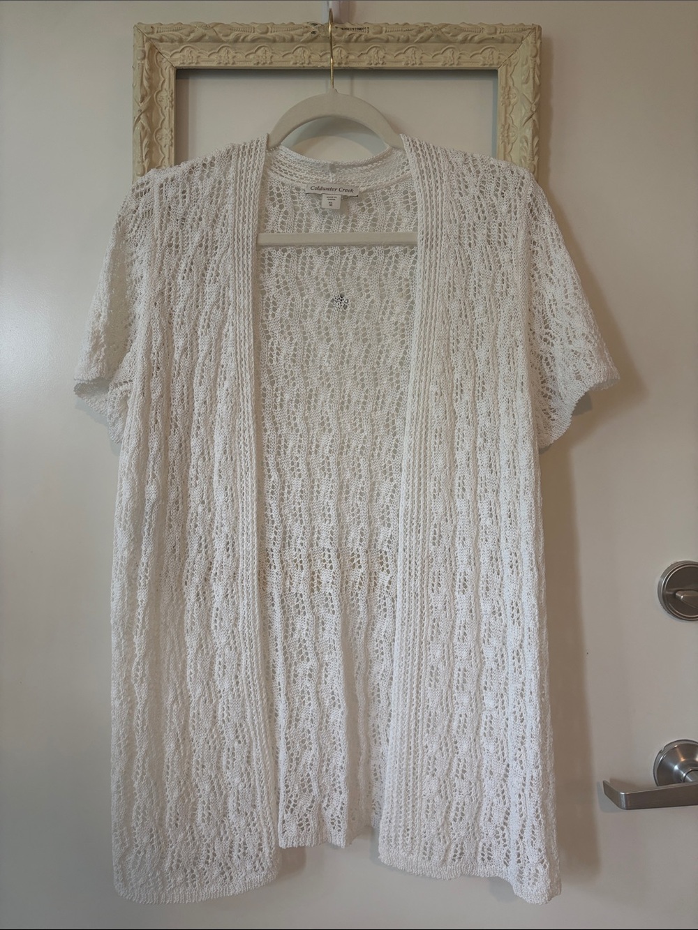 COLDWATER CREEK | Open-Front Lace Knit Cardigan in Ivory
